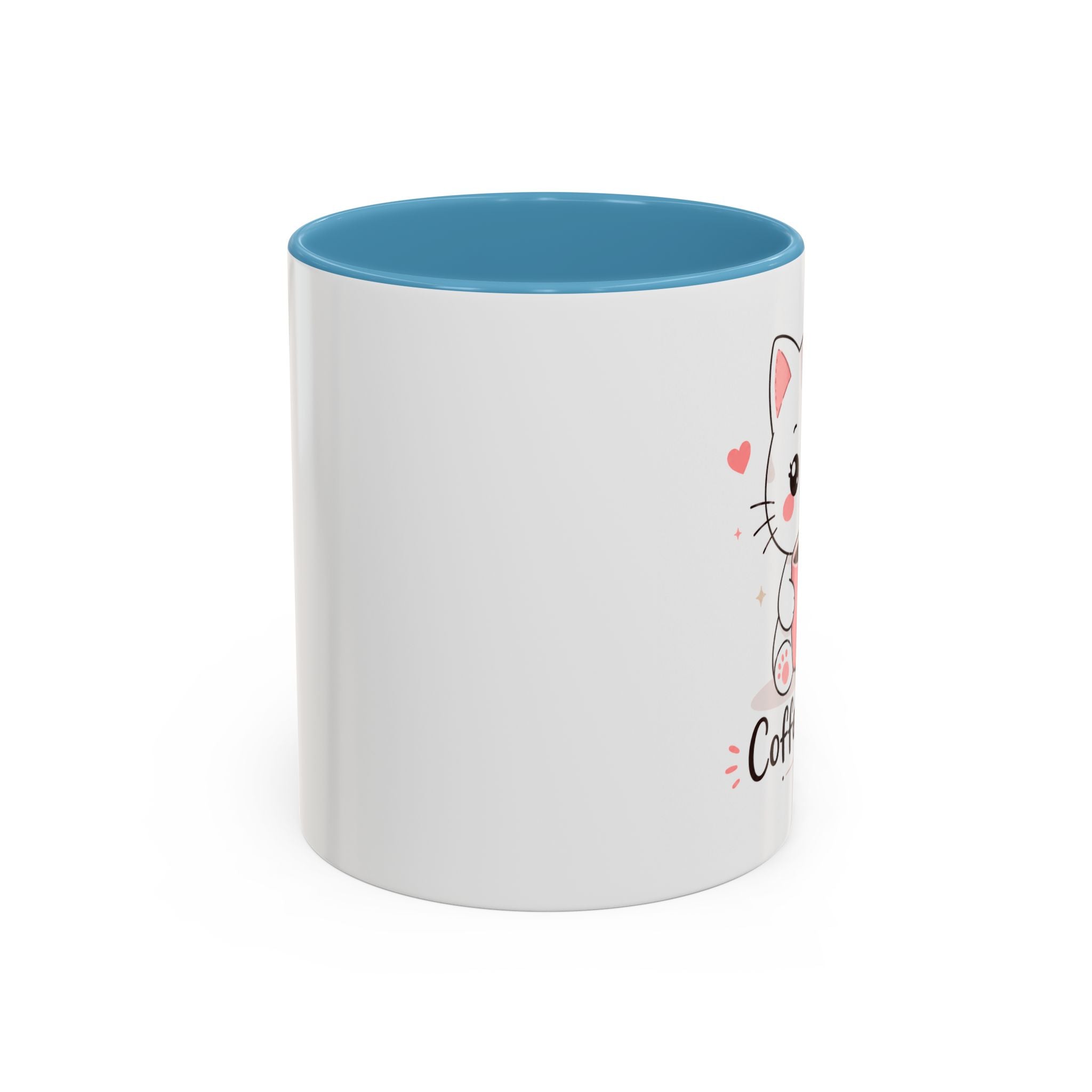 'Coffee & Love' Cat Mug | Cute Kawaii Cat Coffee Cup | Romantic Coffee Mug | Pastel Cat Mug