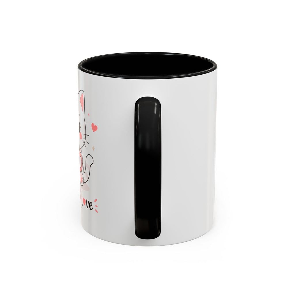 'Coffee & Love' Cat Mug | Cute Kawaii Cat Coffee Cup | Romantic Coffee Mug | Pastel Cat Mug
