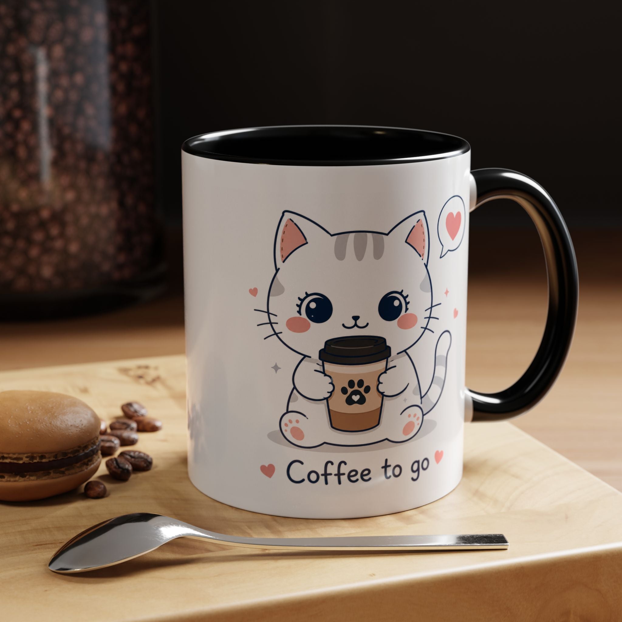 'Coffee to go' Cat Mug | Cute Kawaii Cat Coffee Cup |  Pastel Cat Mug