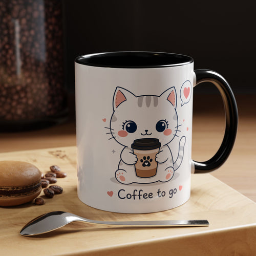 'Coffee to go' Cat Mug | Cute Kawaii Cat Coffee Cup |  Pastel Cat Mug