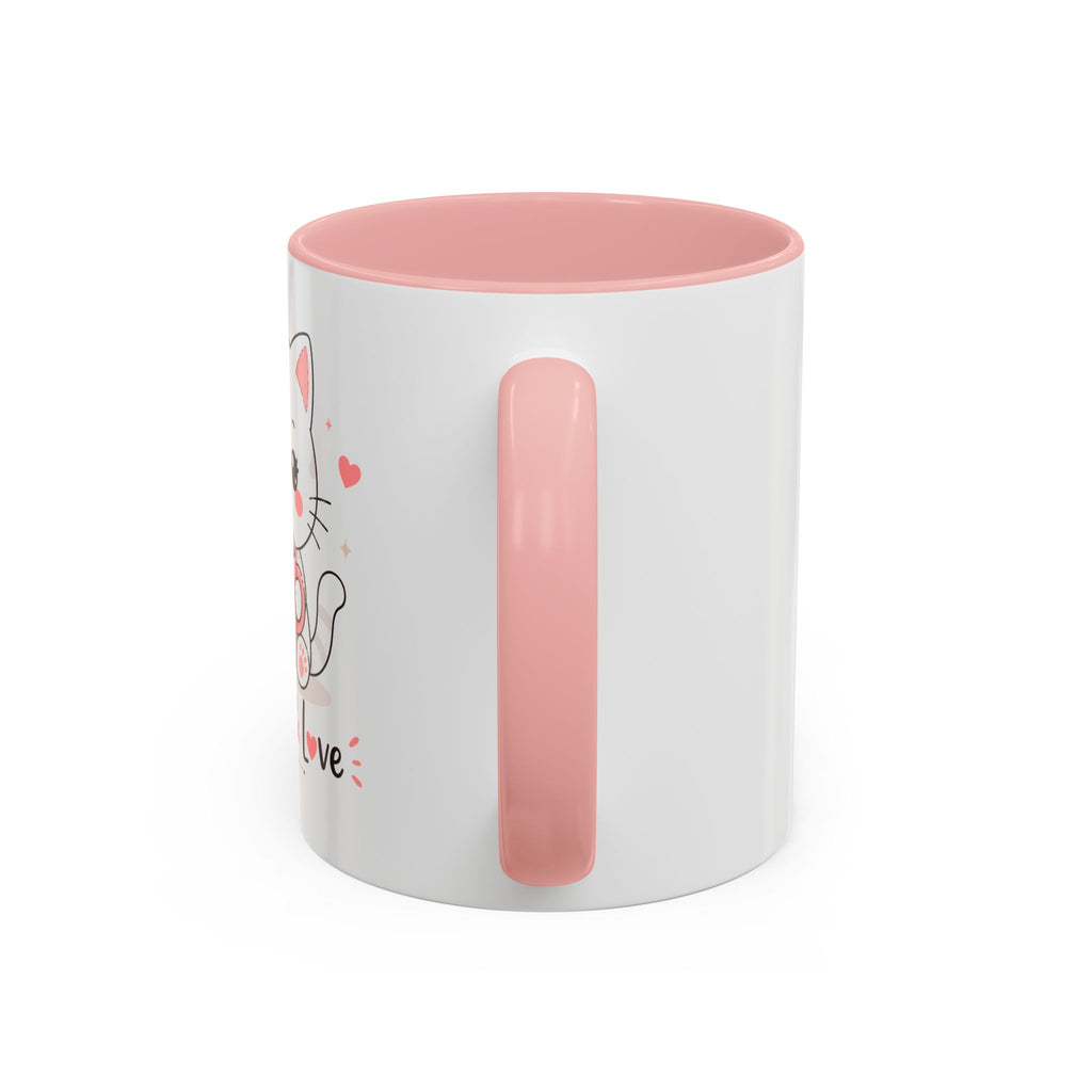 'Coffee & Love' Cat Mug | Cute Kawaii Cat Coffee Cup | Romantic Coffee Mug | Pastel Cat Mug