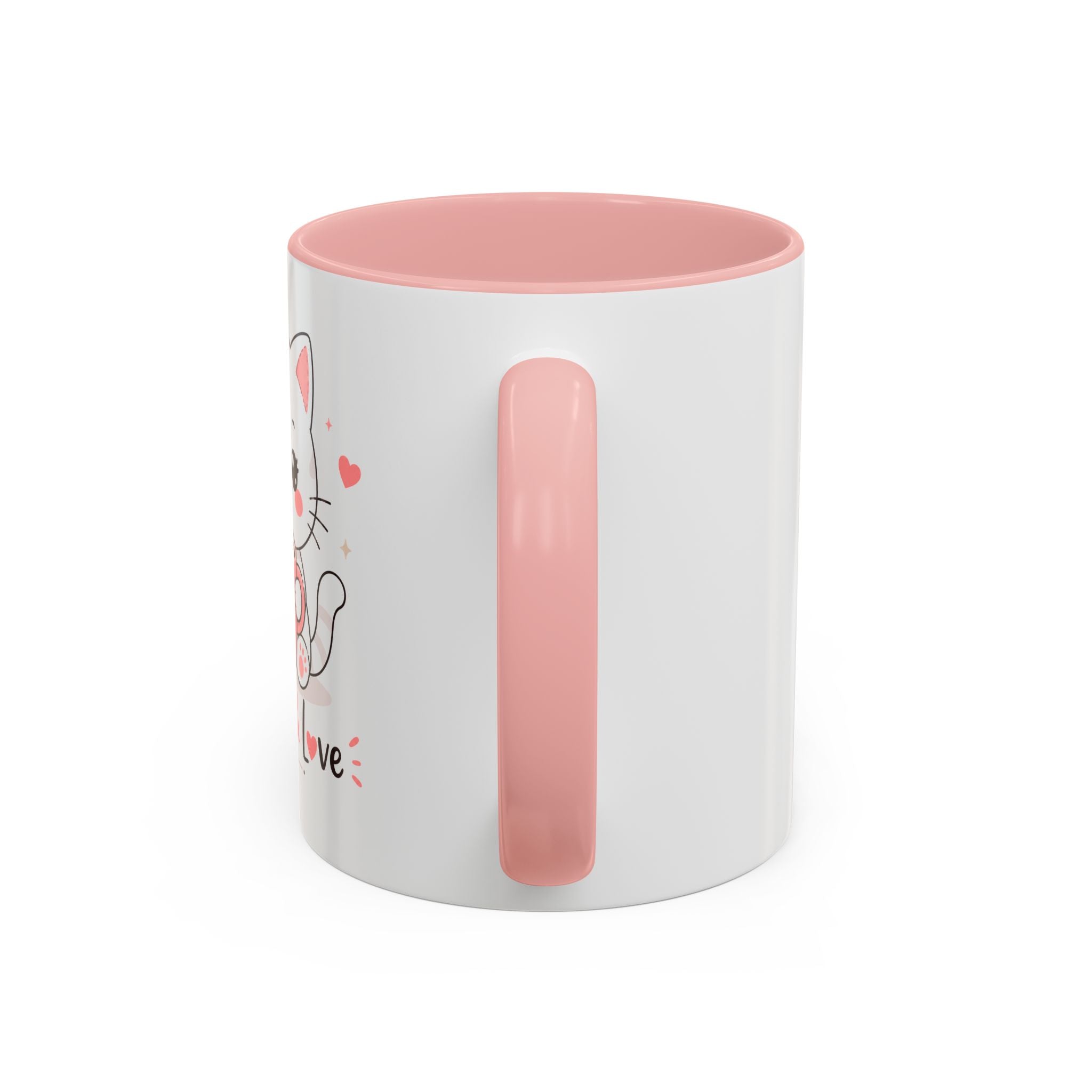 'Coffee & Love' Cat Mug | Cute Kawaii Cat Coffee Cup | Romantic Coffee Mug | Pastel Cat Mug