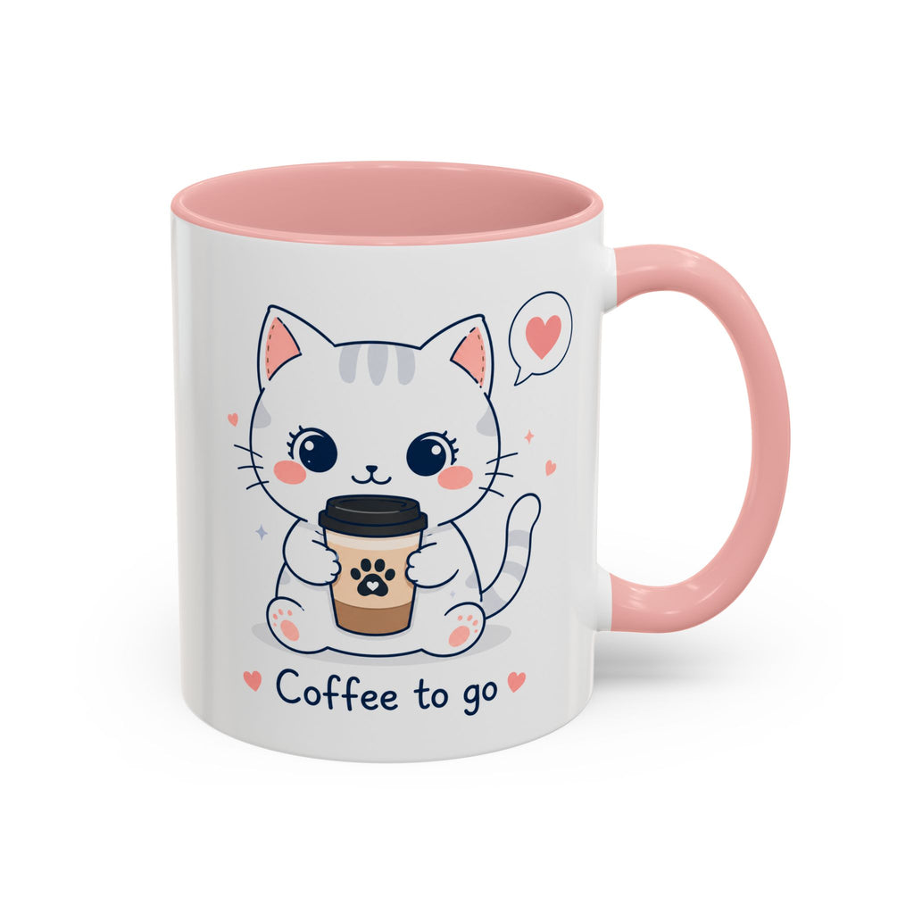'Coffee to go' Cat Mug | Cute Kawaii Cat Coffee Cup |  Pastel Cat Mug