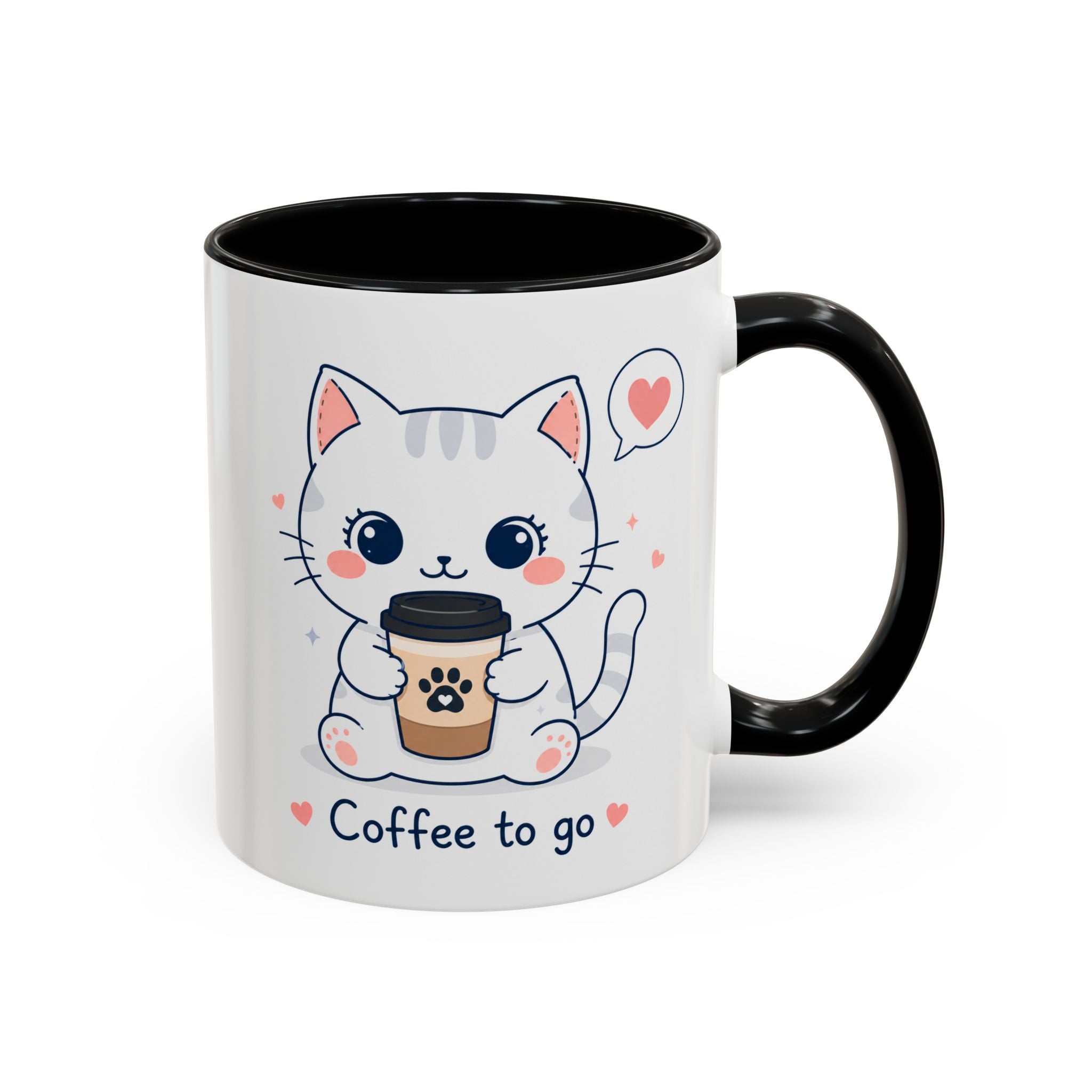'Coffee to go' Cat Mug | Cute Kawaii Cat Coffee Cup |  Pastel Cat Mug