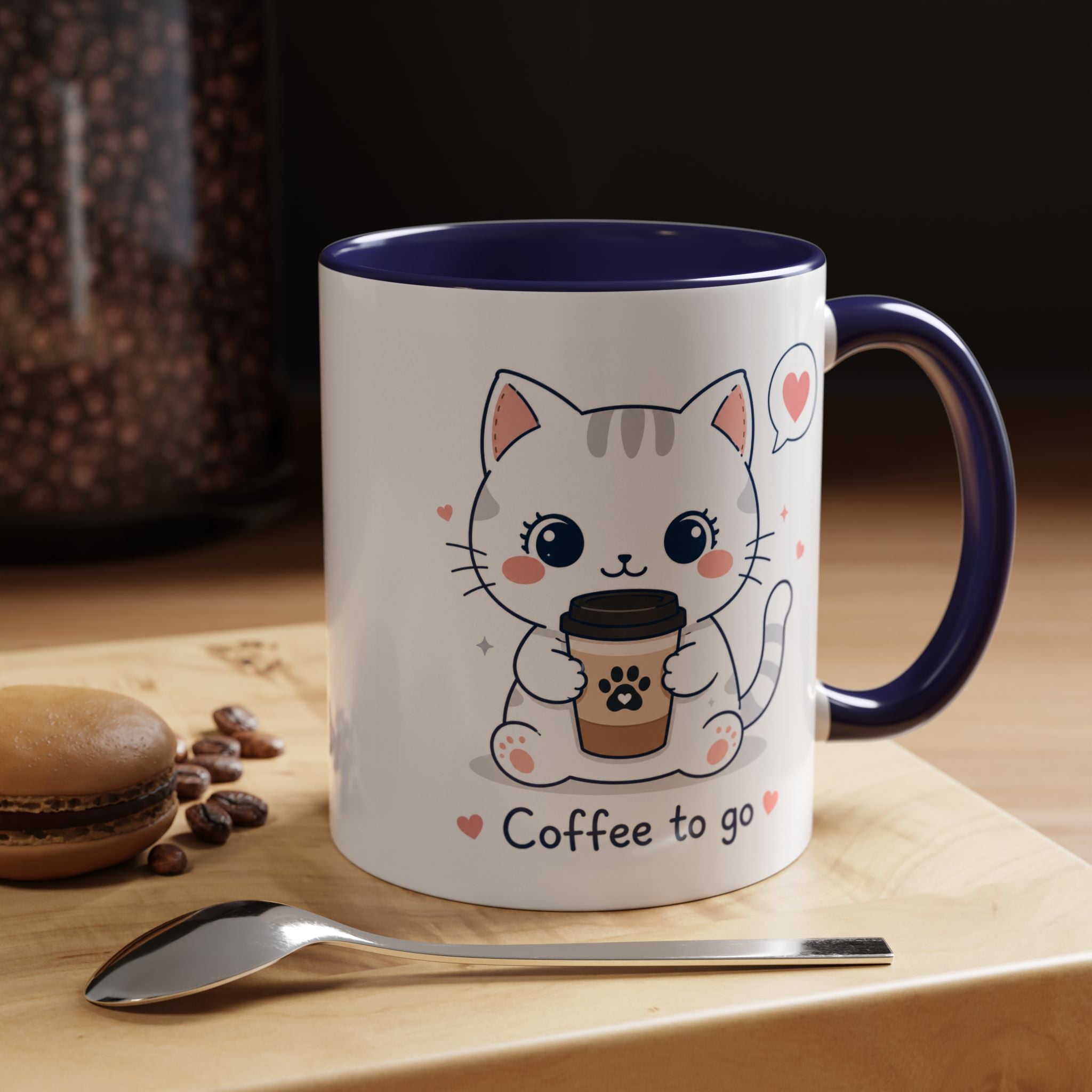 'Coffee to go' Cat Mug | Cute Kawaii Cat Coffee Cup |  Pastel Cat Mug