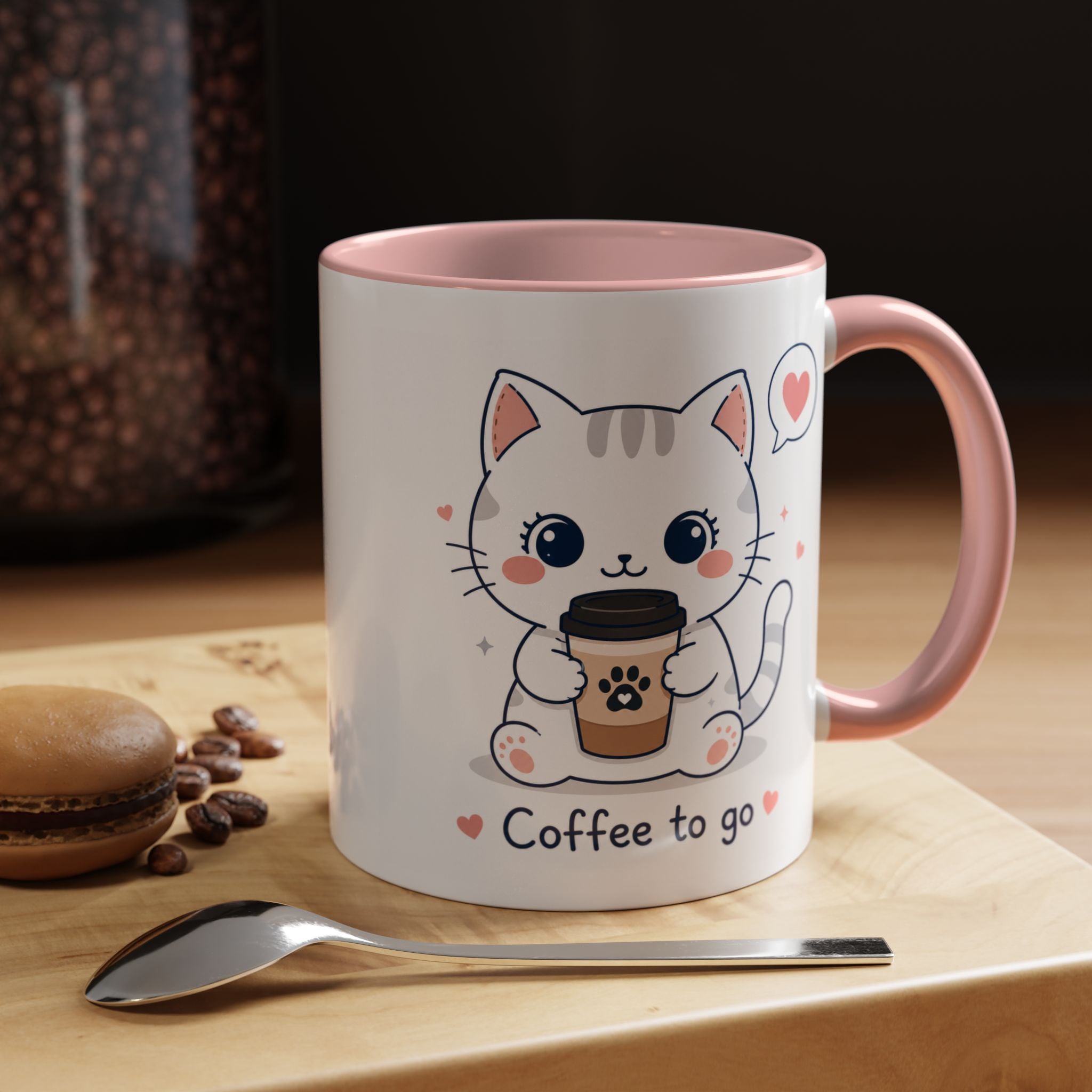 'Coffee to go' Cat Mug | Cute Kawaii Cat Coffee Cup |  Pastel Cat Mug
