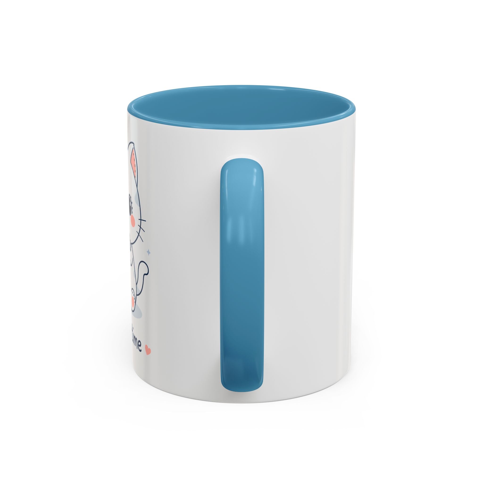 Kawaii Cat Coffee Mug | Cute 'Coffee Time' Cat Design |  Pastel Cat Mug | Cute Animal Coffee Cup
