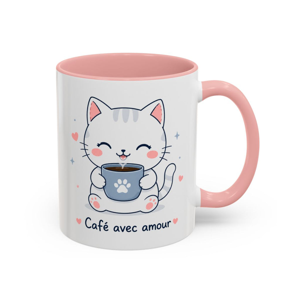 'Café avec Amour' Cat Mug | Cute Kawaii Cat Coffee Cup