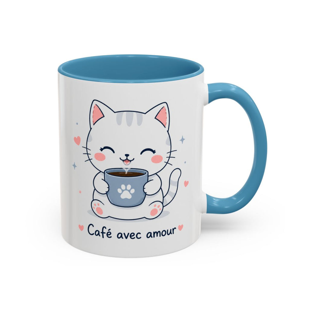 'Café avec Amour' Cat Mug | Cute Kawaii Cat Coffee Cup