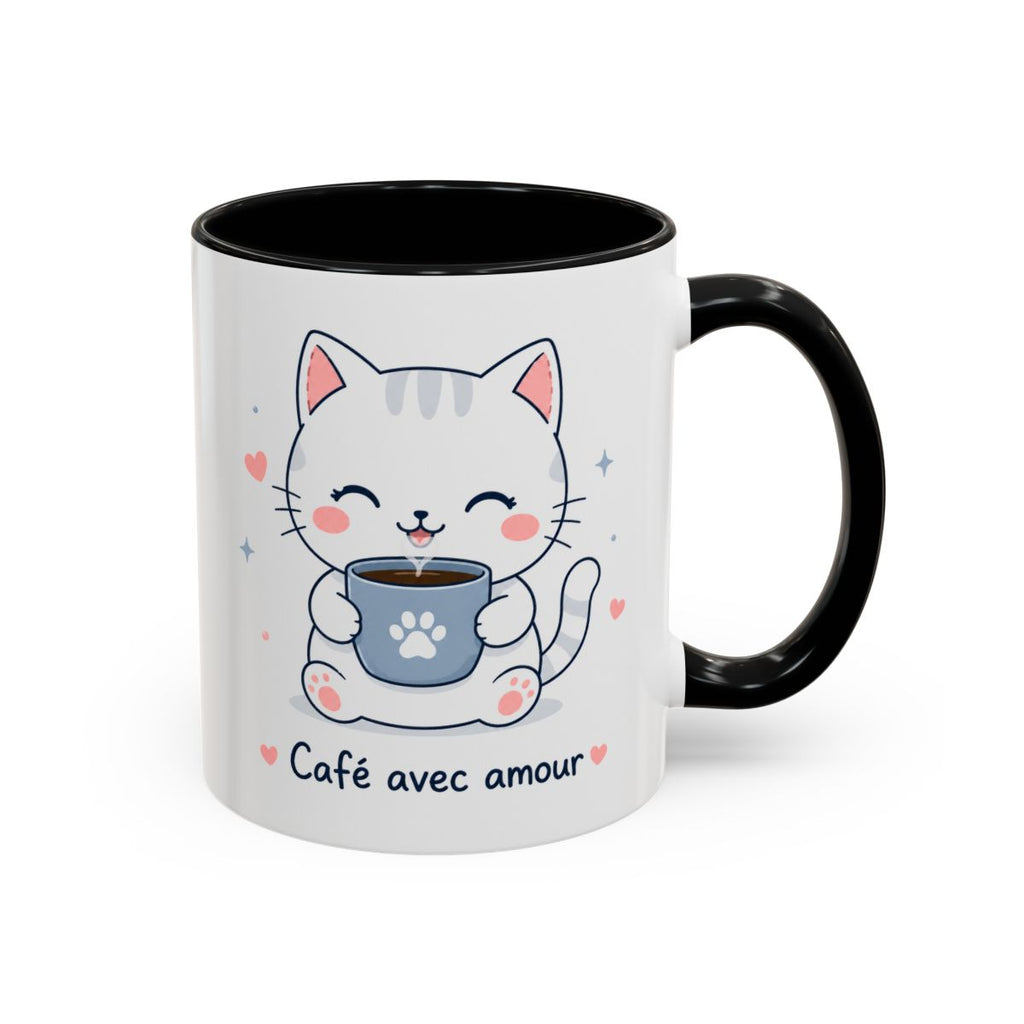 'Café avec Amour' Cat Mug | Cute Kawaii Cat Coffee Cup