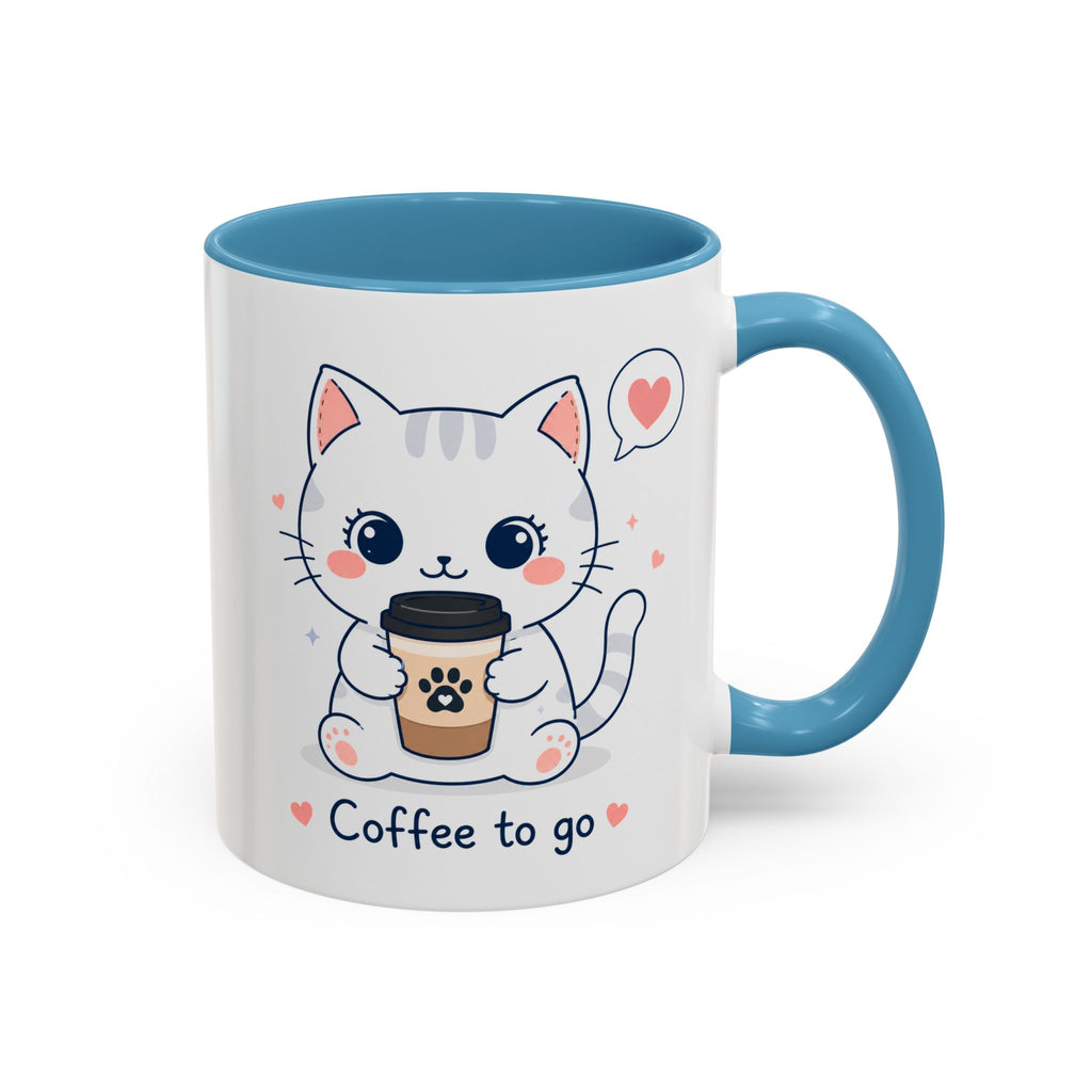 'Coffee to go' Cat Mug | Cute Kawaii Cat Coffee Cup |  Pastel Cat Mug