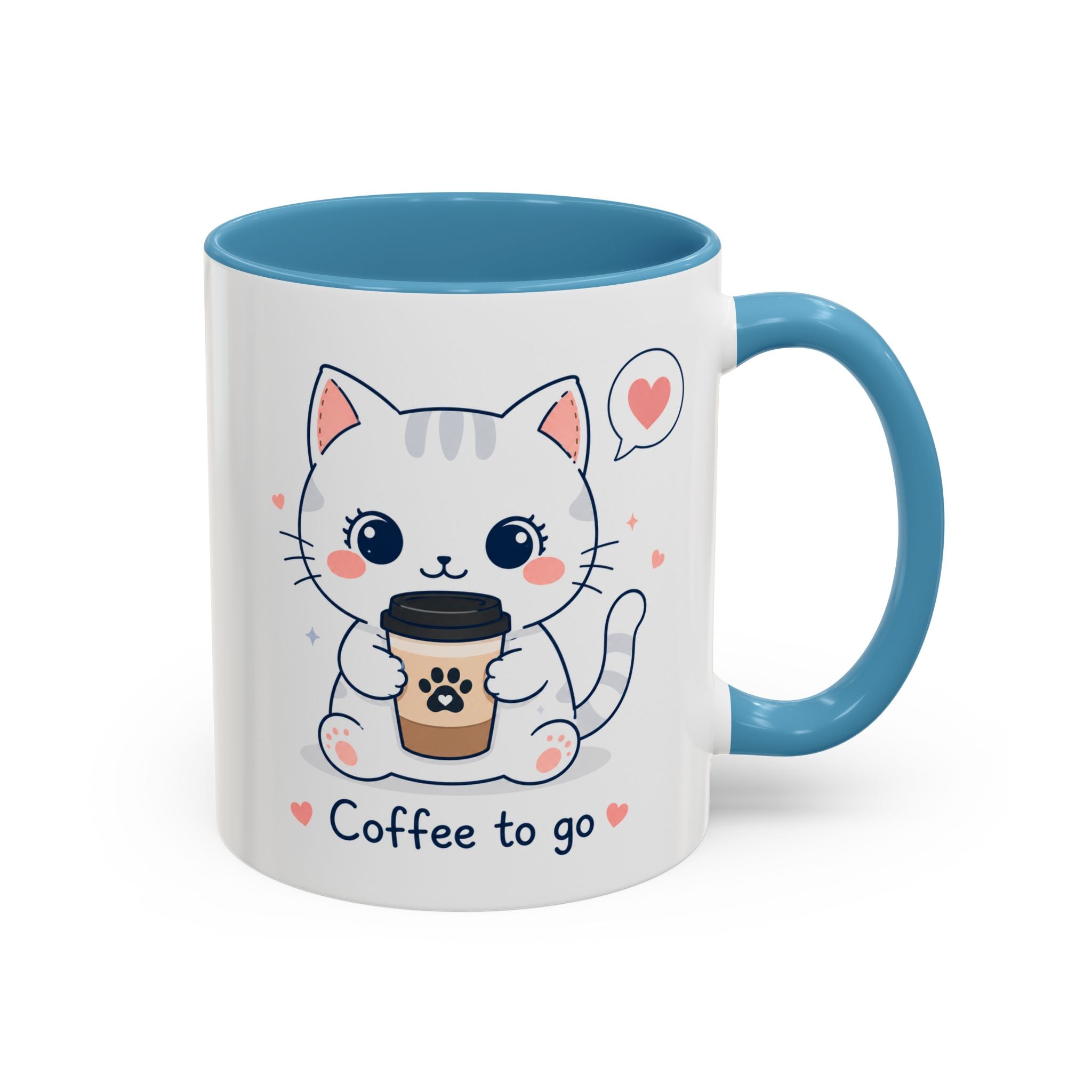 'Coffee to go' Cat Mug | Cute Kawaii Cat Coffee Cup |  Pastel Cat Mug