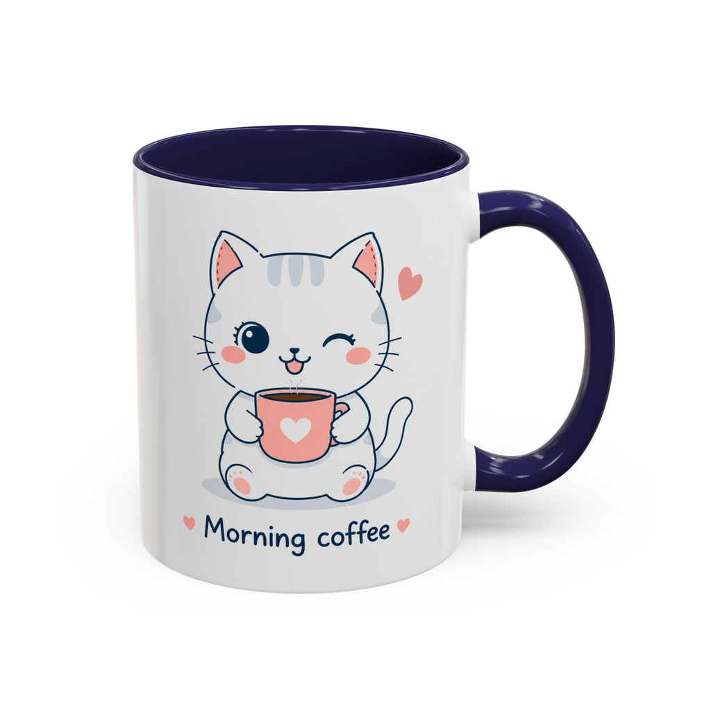 'Morning Coffee' Cat Mug | Cute Pastel Coffee Mug | Cozy Coffee Cup