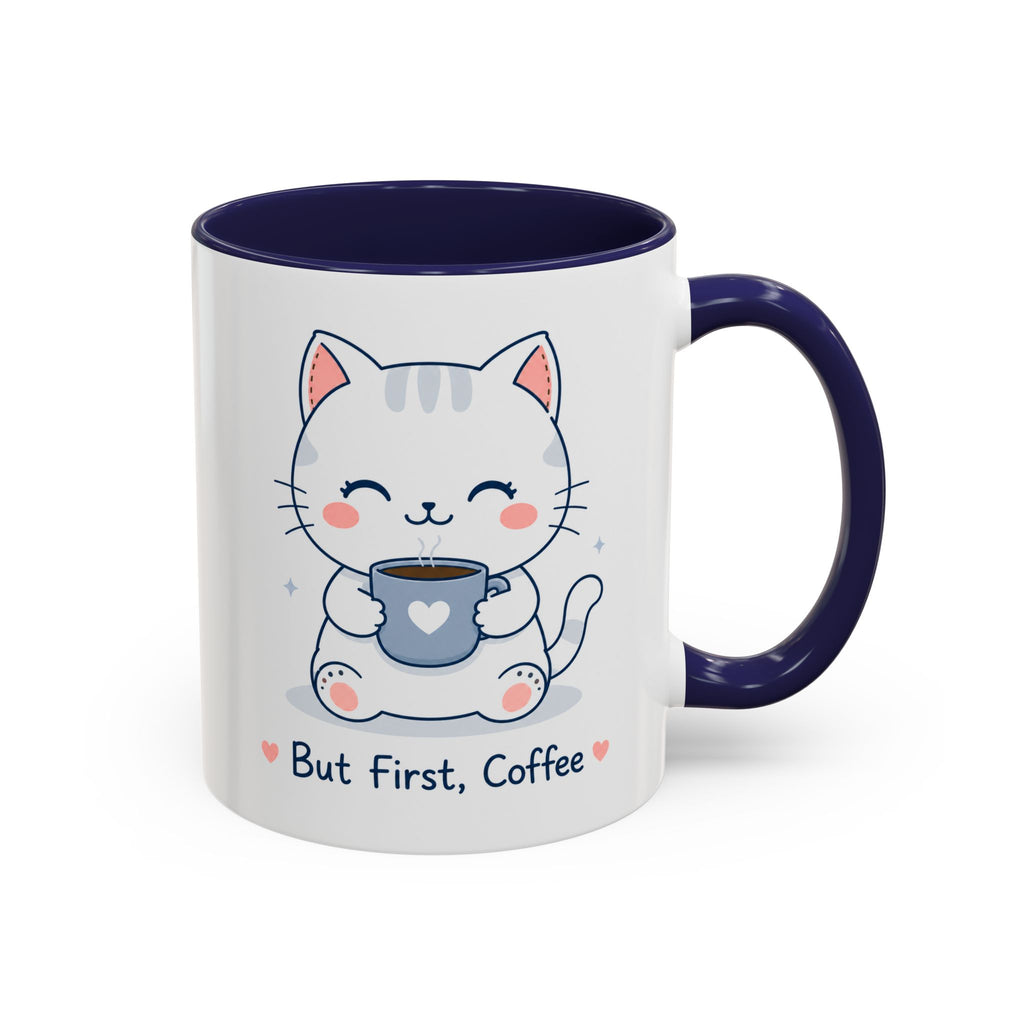 'But first, coffee' Cat Mug | Cute Pastel Coffee Mug |  | Kawaii Cat Coffee Cup |