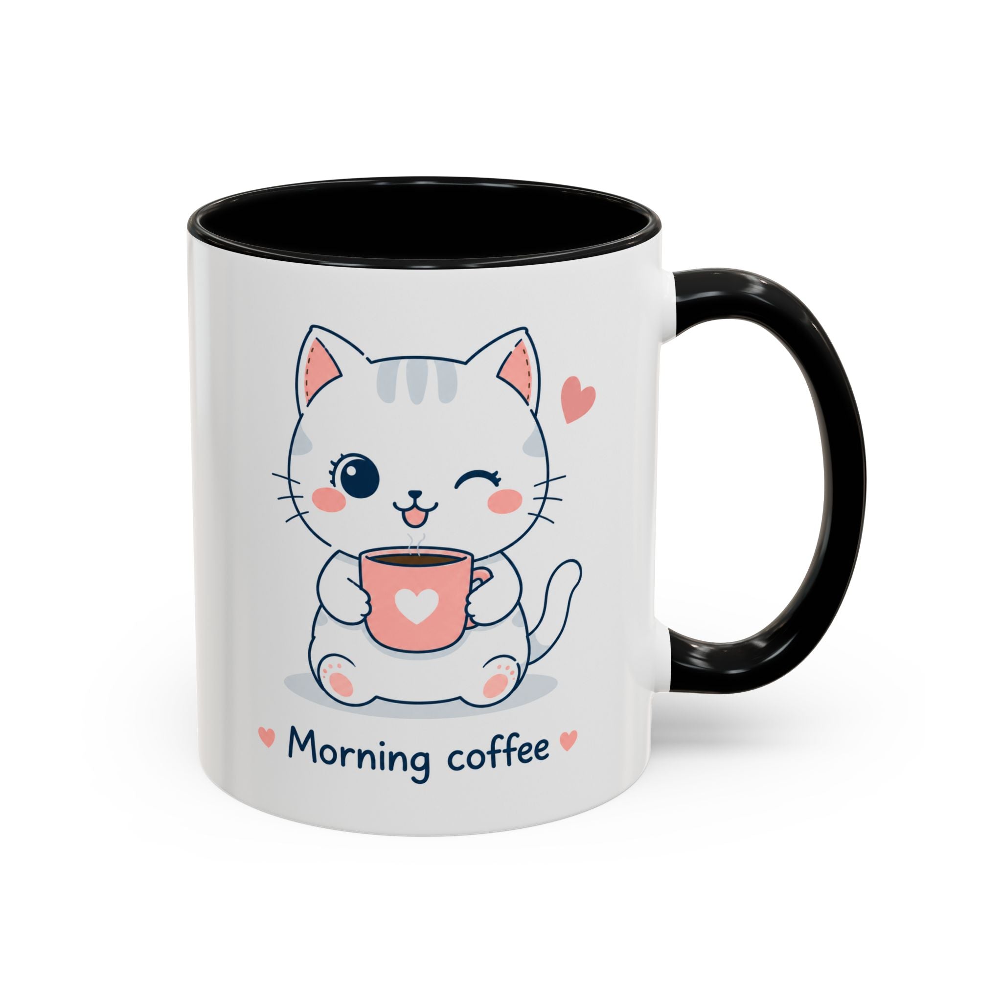 'Morning Coffee' Cat Mug | Cute Pastel Coffee Mug | Cozy Coffee Cup
