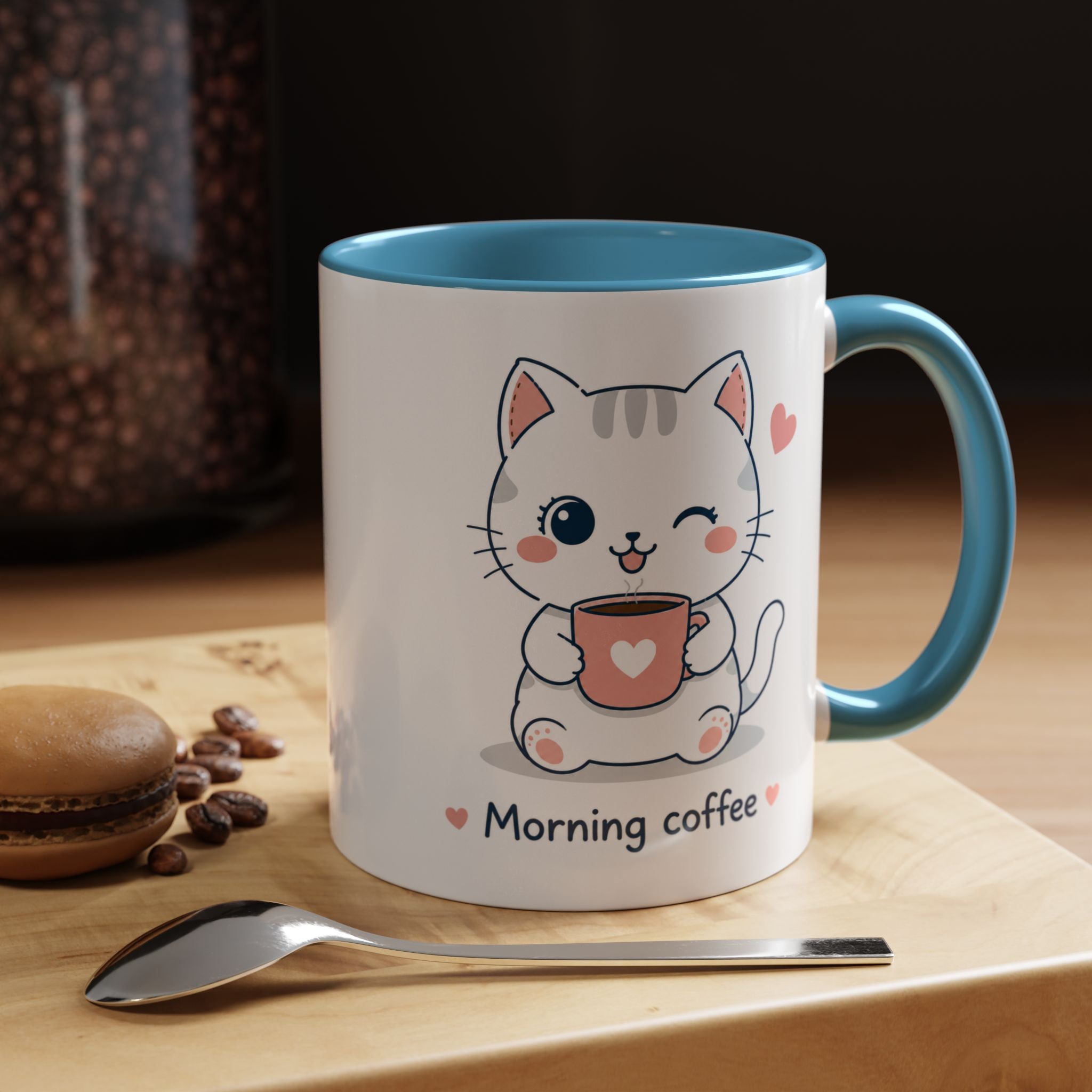 'Morning Coffee' Cat Mug | Cute Pastel Coffee Mug | Cozy Coffee Cup