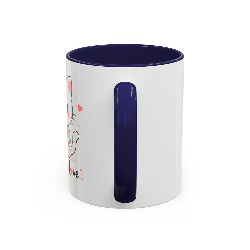 'Coffee & Love' Cat Mug | Cute Kawaii Cat Coffee Cup | Romantic Coffee Mug | Pastel Cat Mug
