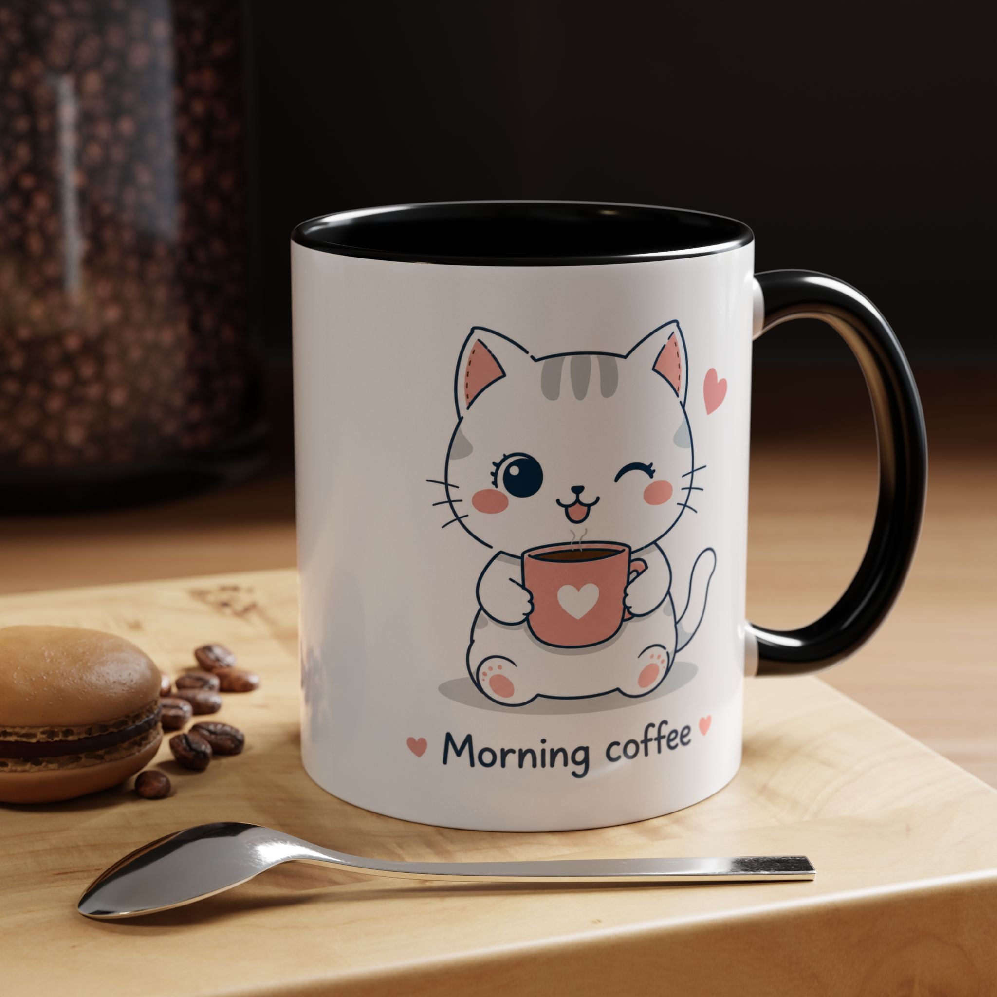 'Morning Coffee' Cat Mug | Cute Pastel Coffee Mug | Cozy Coffee Cup