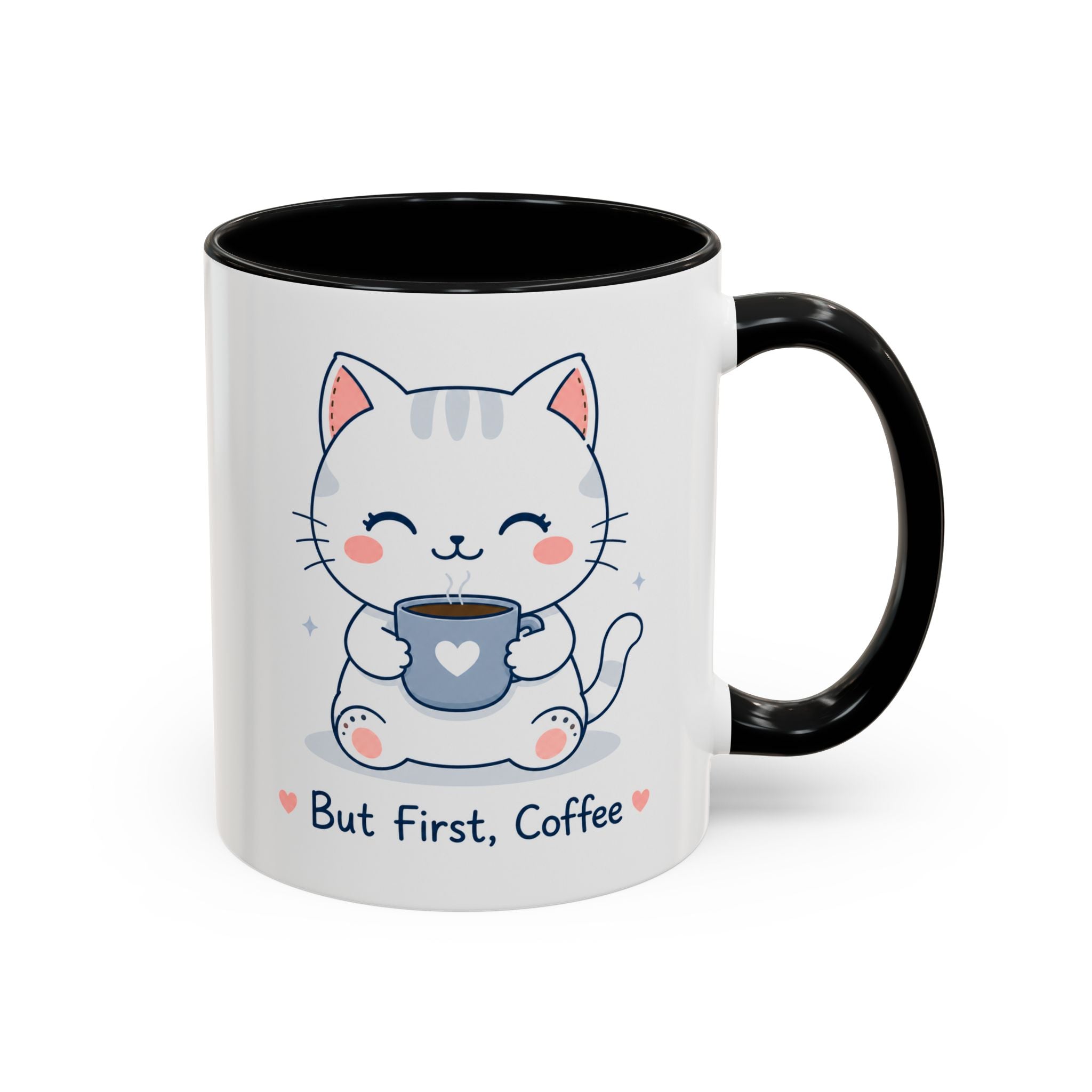 'But first, coffee' Cat Mug | Cute Pastel Coffee Mug |  | Kawaii Cat Coffee Cup |