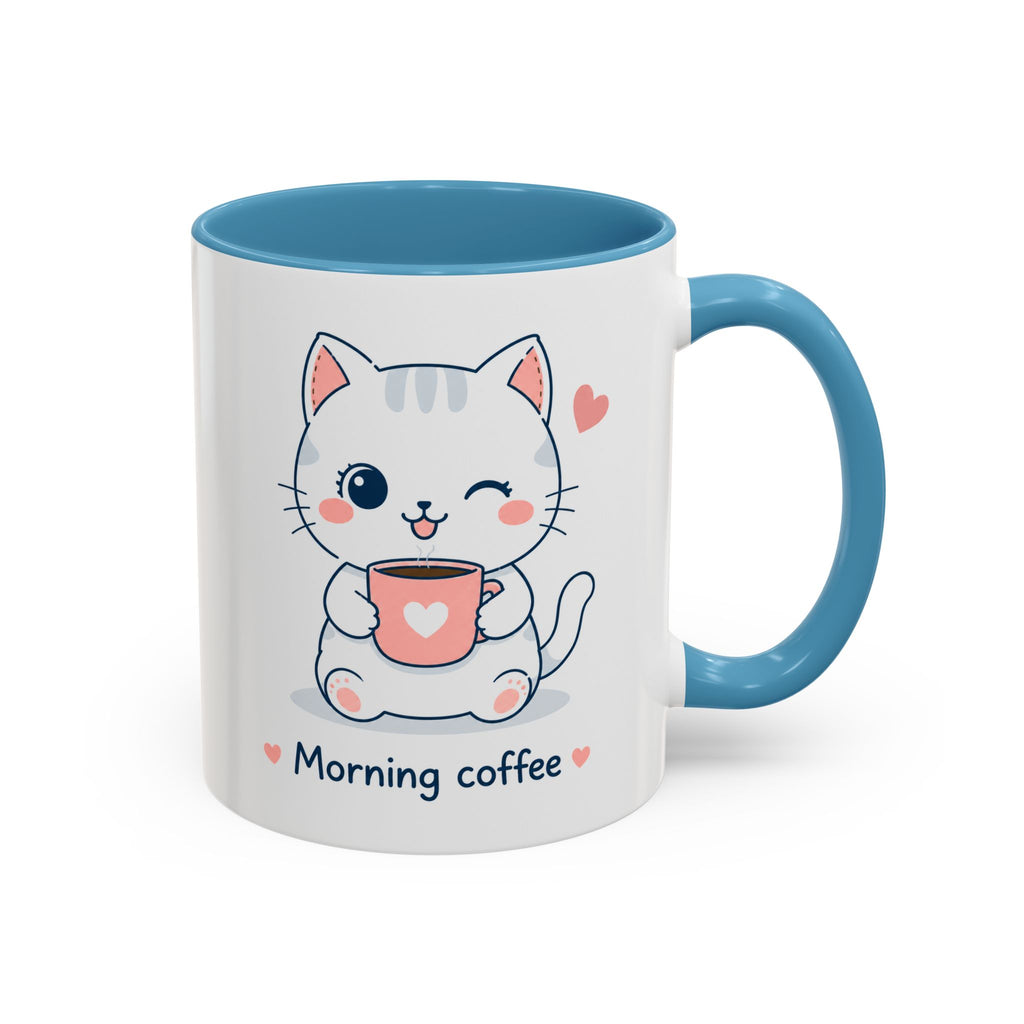 'Morning Coffee' Cat Mug | Cute Pastel Coffee Mug | Cozy Coffee Cup