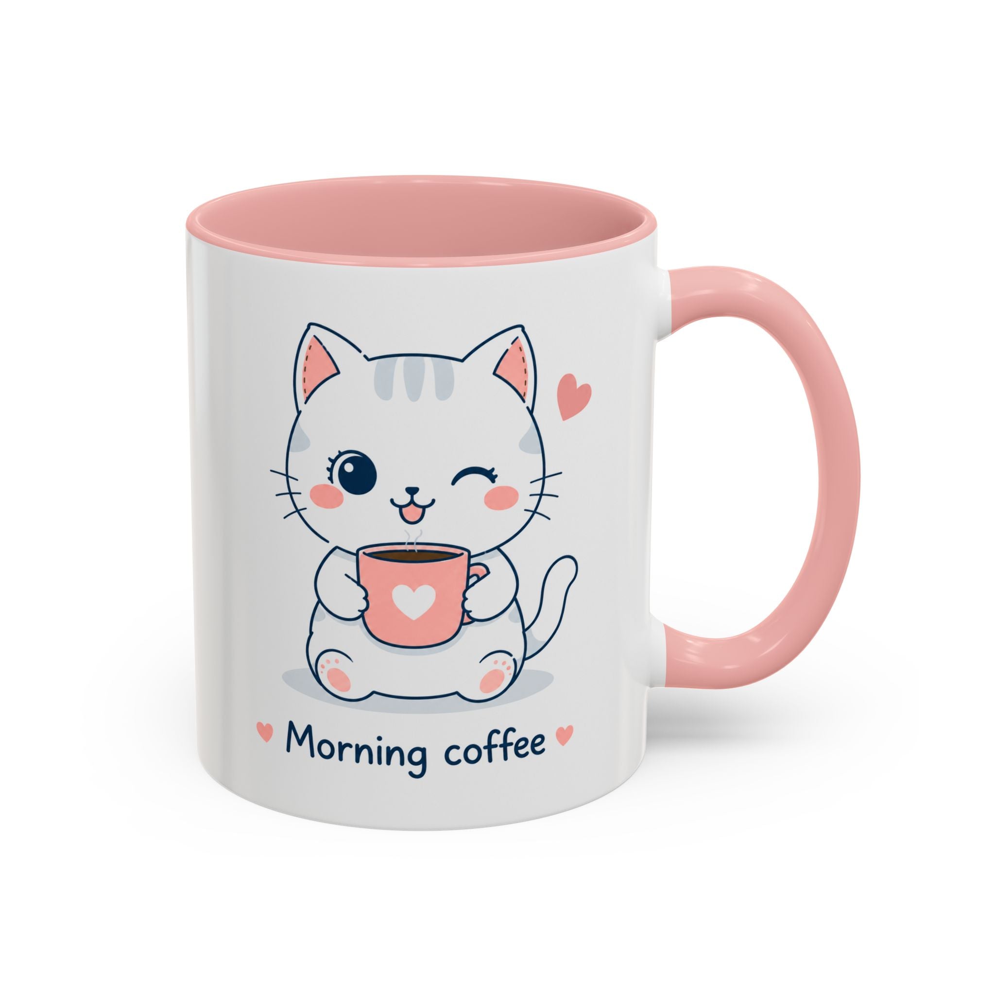 'Morning Coffee' Cat Mug | Cute Pastel Coffee Mug | Cozy Coffee Cup