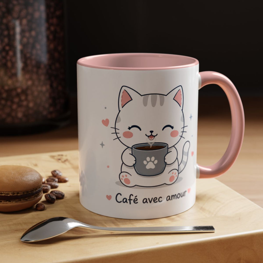 'Café avec Amour' Cat Mug | Cute Kawaii Cat Coffee Cup