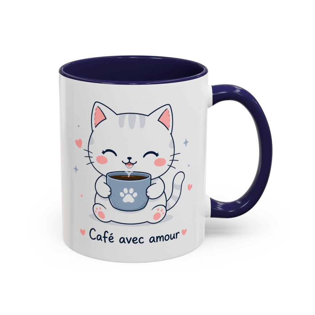 'Café avec Amour' Cat Mug | Cute Kawaii Cat Coffee Cup